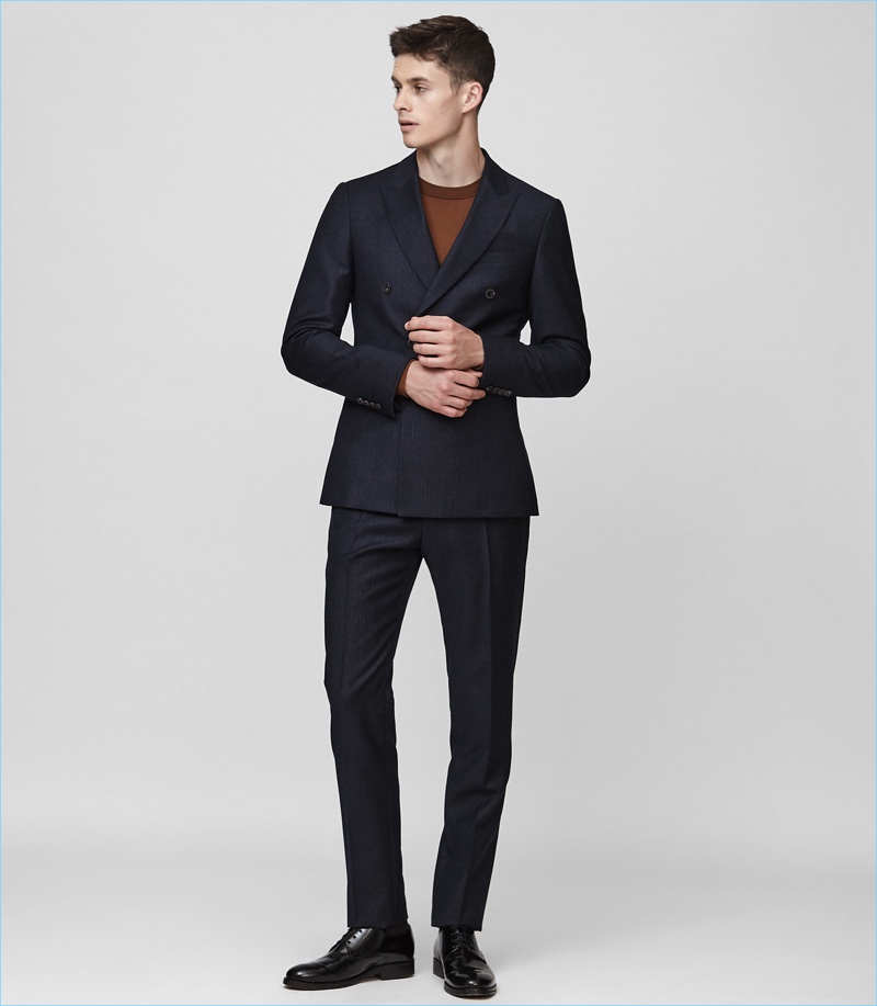 Reiss Pinstripe Double-Breasted Suit