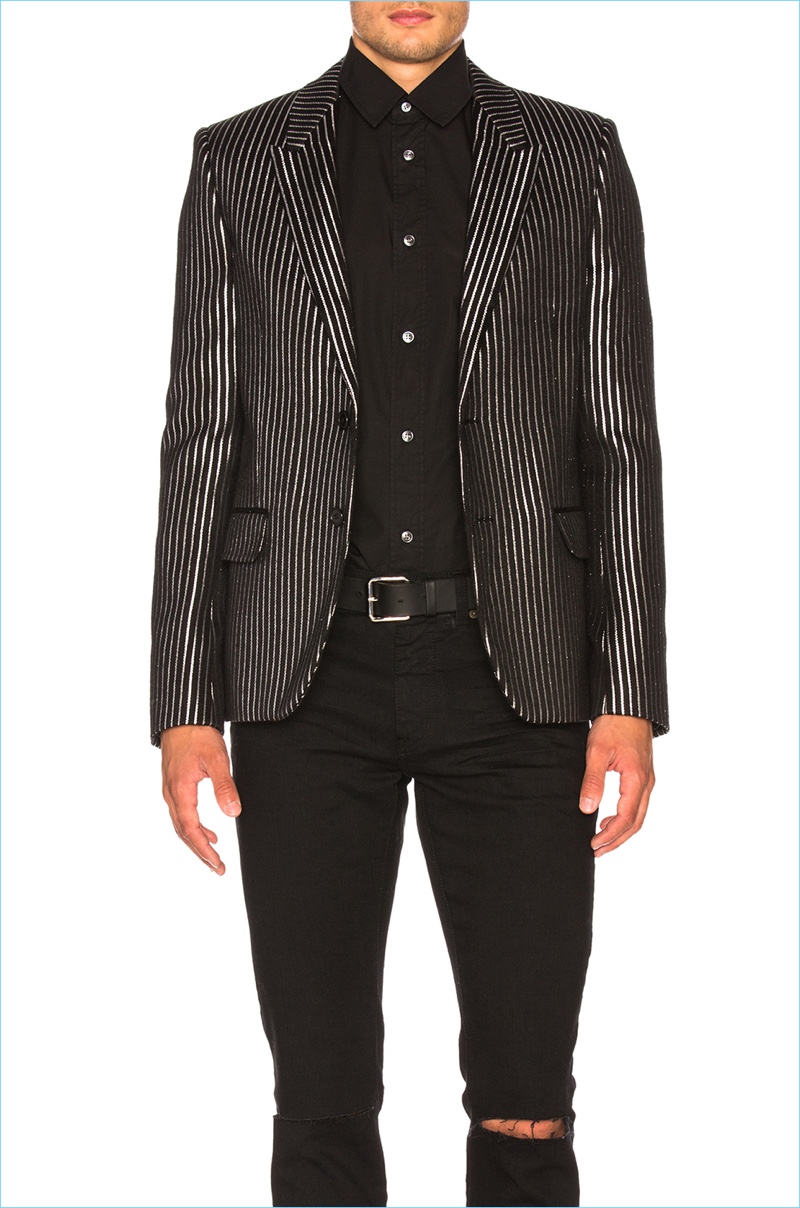Saint Laurent Striped Tuxedo Jacket