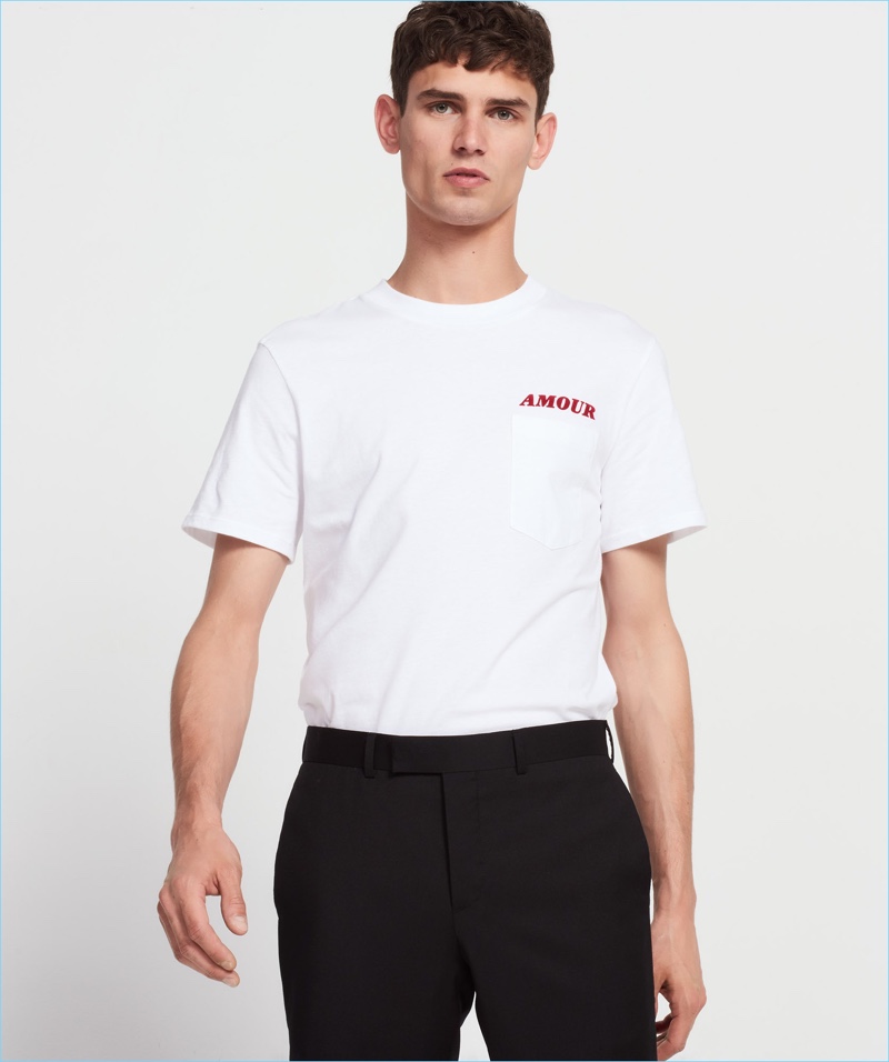 Sandro Men's White Amour Pocket Tee