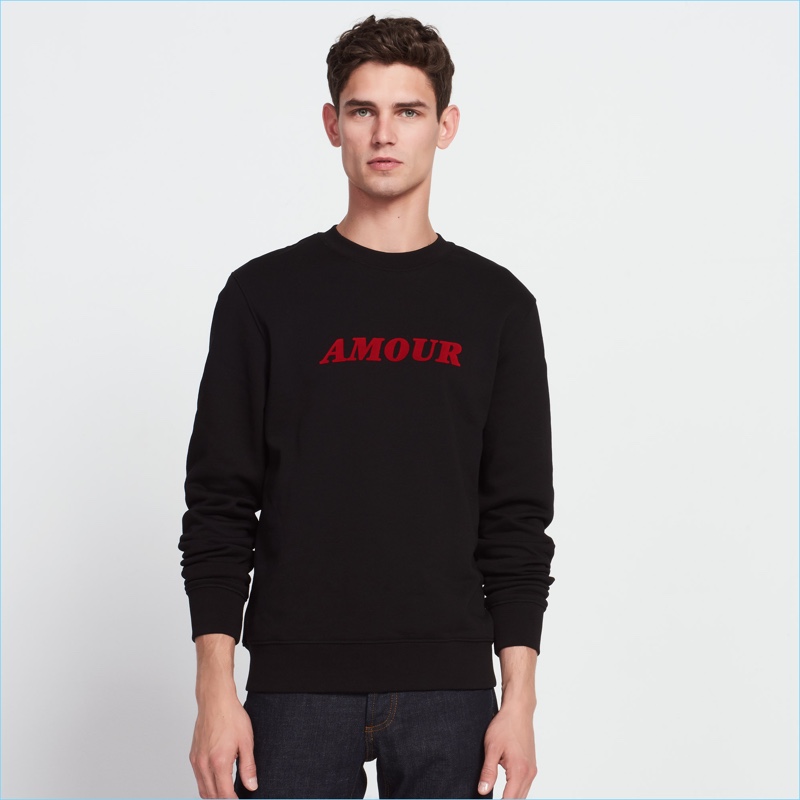 Sandro Men's Black Amour Sweatshirt