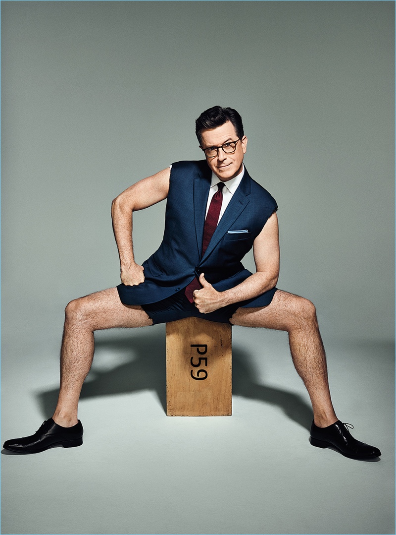 Miller Mobley photographs Stephen Colbert for InStyle magazine.