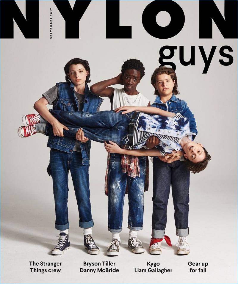 Finn Wolfhard, Caleb McLaughlin, Gaten Matarazzo, and Noah Schnapp cover Nylon Guys.