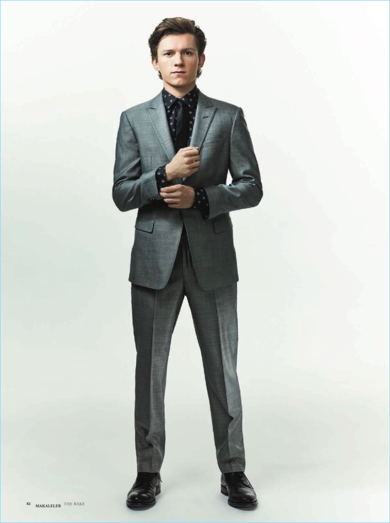 Actor Tom Holland suits up for the pages of The Rake Turkey.