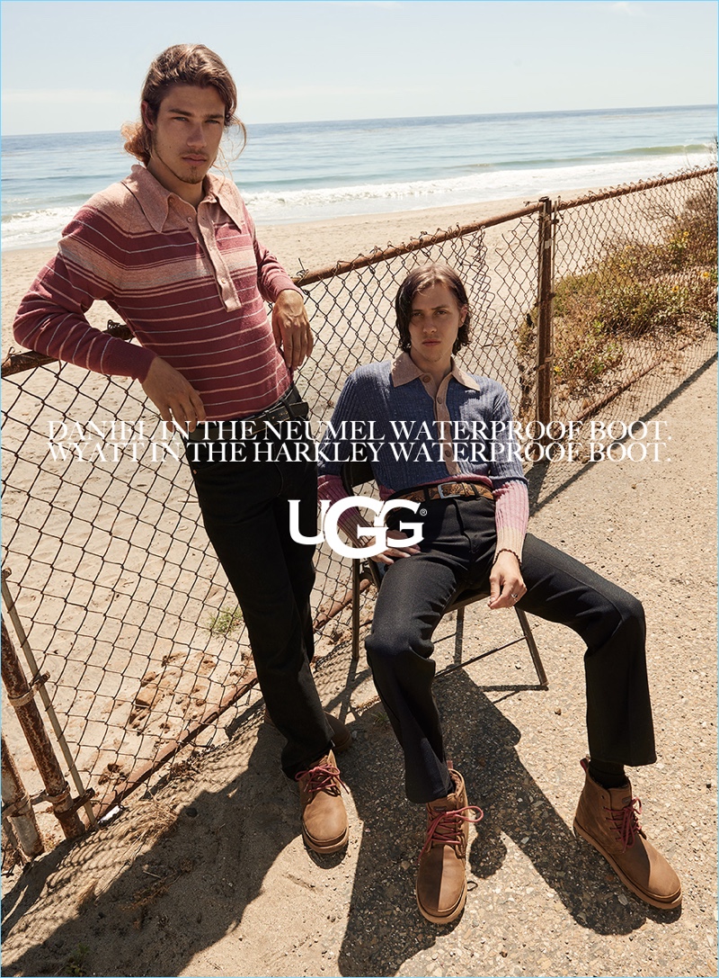 Daniel Hivner and Wyatt Shears model UGG's Neumel and Harkley waterproof boot styles for the label's fall-winter 2017 campaign.