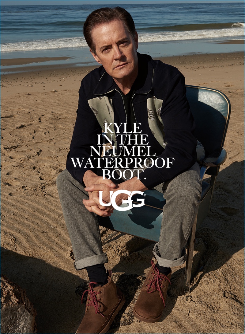 Kyle MacLachlan wears UGG's Neumel waterproof boot for the brand's fall-winter 2017 campaign.