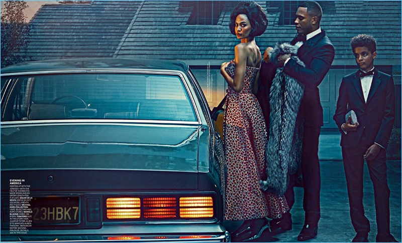 Joan Smalls and Trai Byers star in a photo shoot for American Vogue.