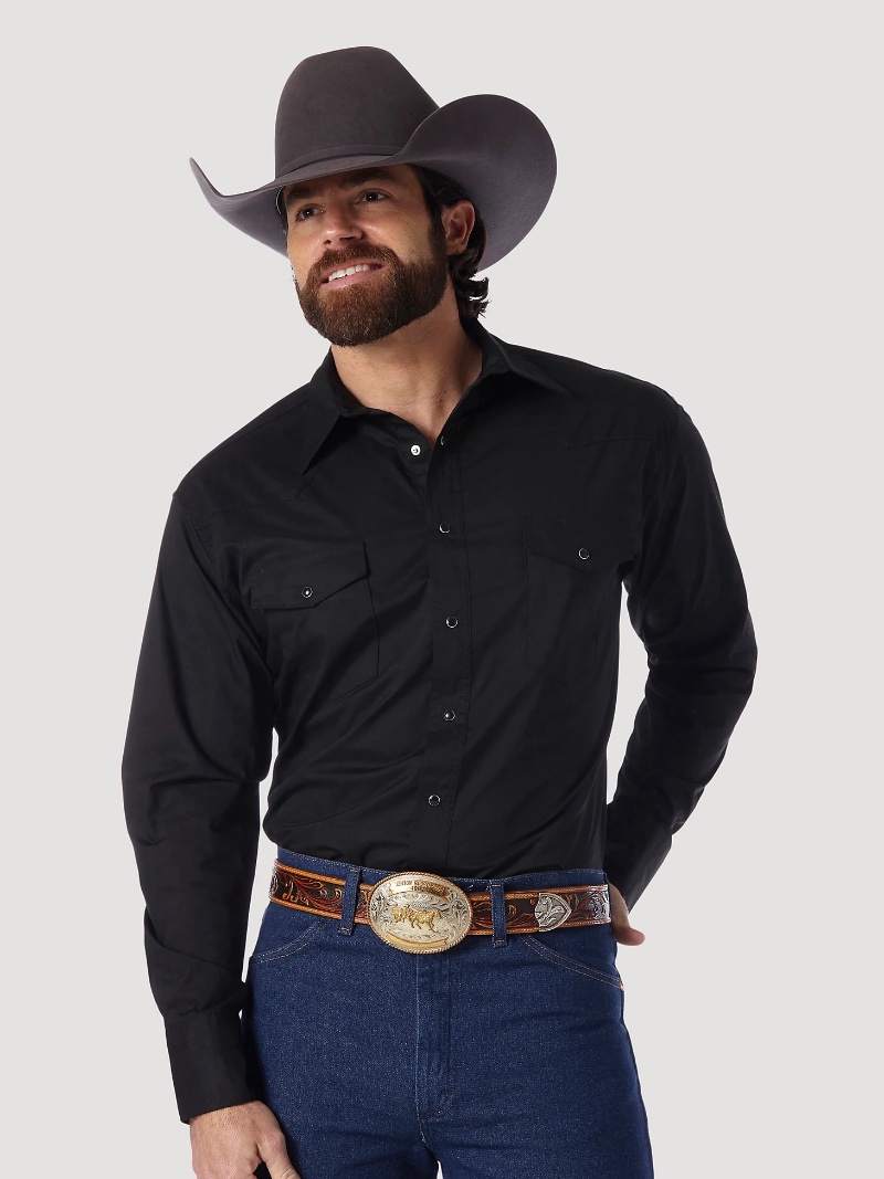 Wrangler Western Snap Shirt Black » Western Shirts: From Rodeos to the Catwalk Wrangler Western Snap Shirt Black