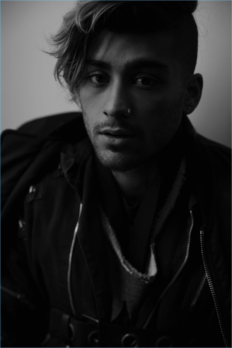 Ready for his closeup, Zayn Malik dons Maison Margiela jackets and a sweatshirt with a Dsquared2 t-shirt. » Zayn Malik Covers VMAN, Talks New Music Ready for his closeup, Zayn Malik dons Maison Margiela jackets and a sweatshirt with a Dsquared2 t-shirt.