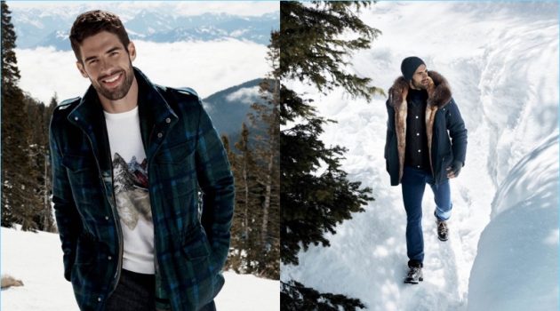 Peak Performance: Chad White Sports Winter Styles for Bergdorf Goodman Left: Chad White sports a fall-winter 2017 look from Etro. Right: The American model wears Yves Salomon Homme and The Cords.