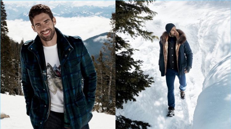 Left: Chad White sports a fall-winter 2017 look from Etro. Right: The American model wears Yves Salomon Homme and The Cords.