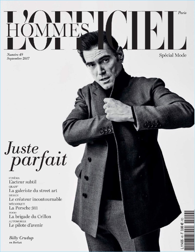 Billy Crudup covers the September 2017 issue of L'Officiel Hommes Paris.