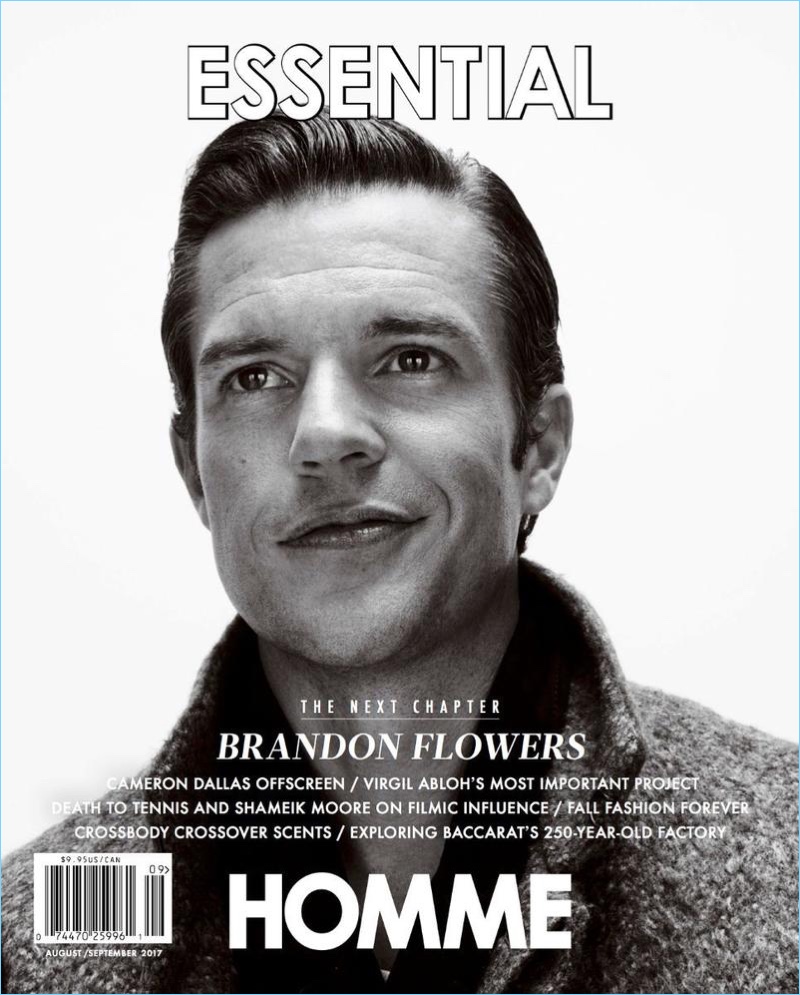 Brandon Flowers covers the August/September 2017 issue of Essential Homme.