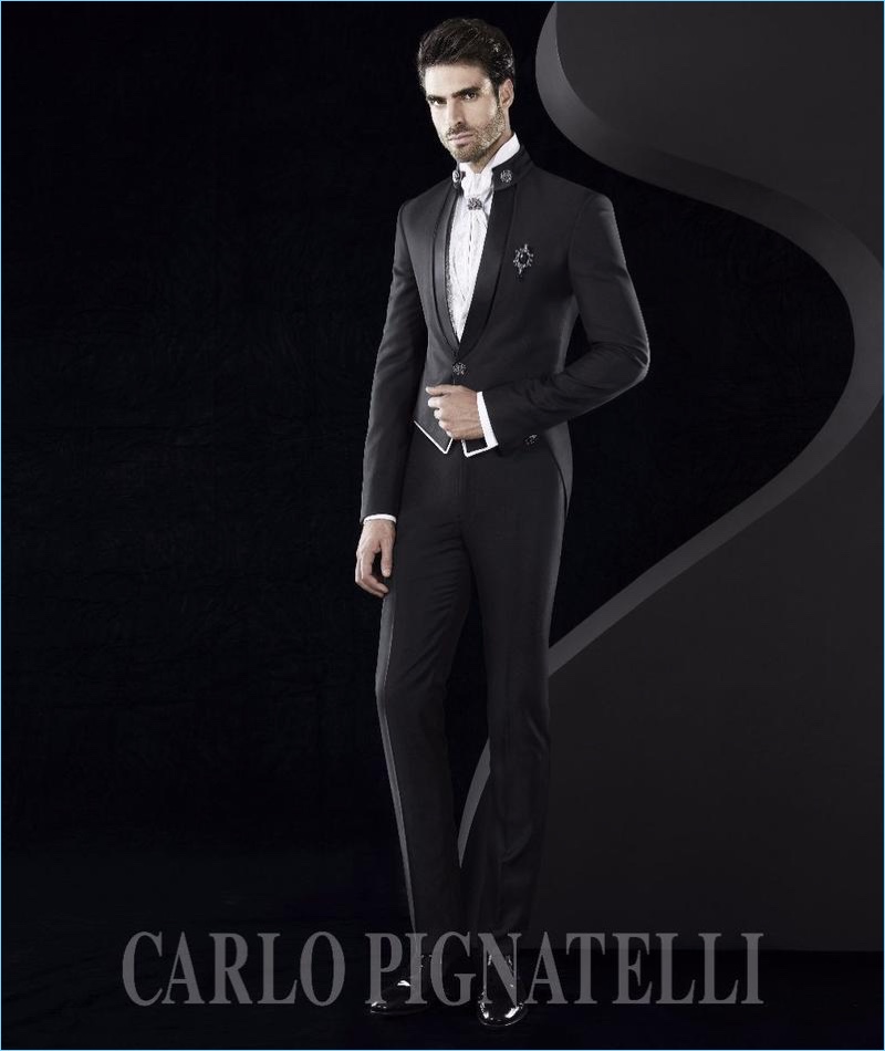 Cuban model Juan Betancourt is front and center for Carlo Pignatelli Cerimonia's campaign.