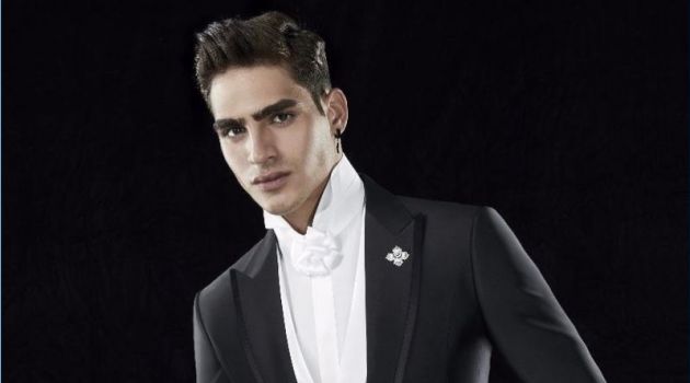 Jhonattan Burjack embraces formal style for the latest campaign from Carlo Pignatelli Cerimonia.