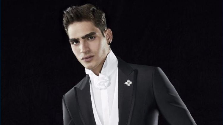 Jhonattan Burjack embraces formal style for the latest campaign from Carlo Pignatelli Cerimonia.