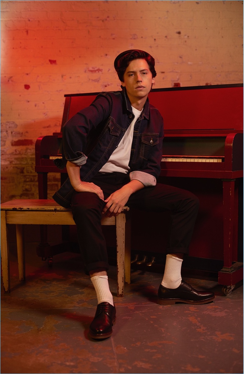 Sitting by the piano, Cole Sprouse fronts Bench's campaign.