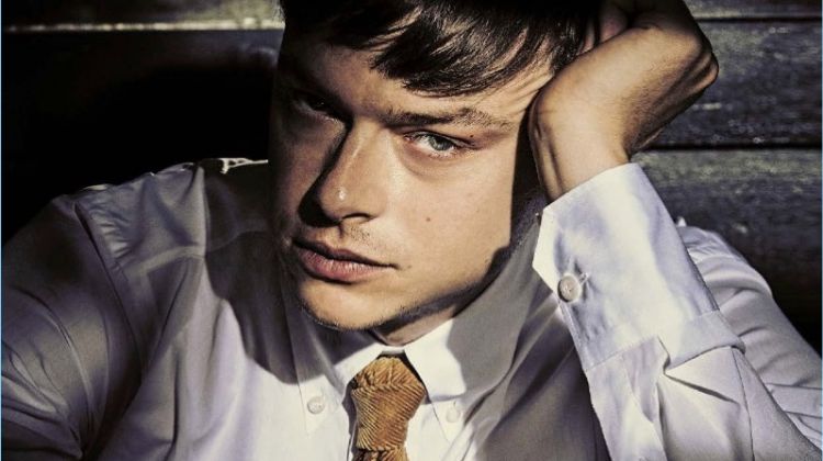 Actor Dane DeHaan sports a shirt and corduroy tie by Prada.