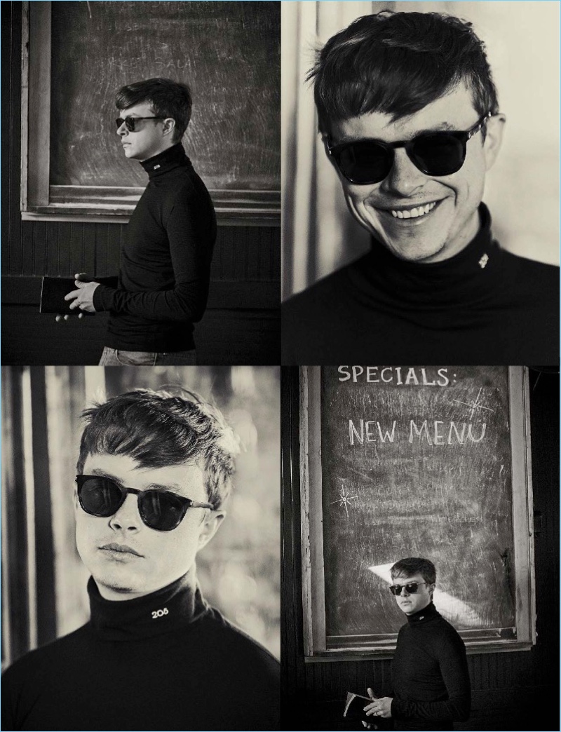 Connecting with GQ Italia, Dane DeHaan wears a Calvin Klein turtleneck and Saint Laurent sunglasses.