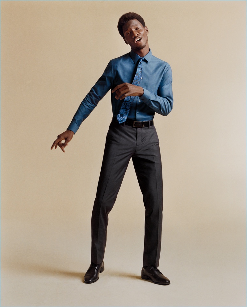 Model Adonis Bosso shows off his best dance moves for Express' fall 2017 campaign.
