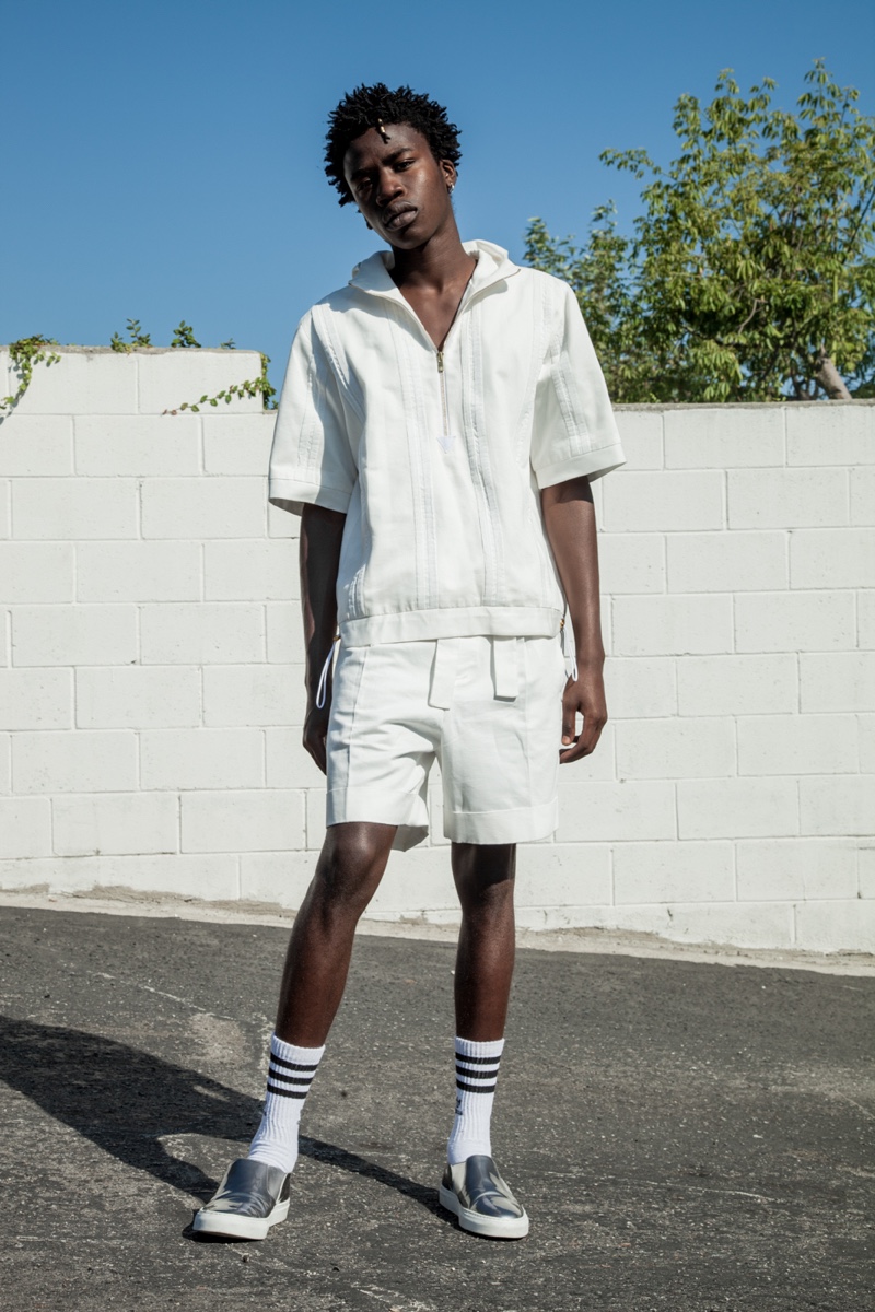 Cheikh wears shoes Uri Minkoff, top and shorts Carlos Campos.