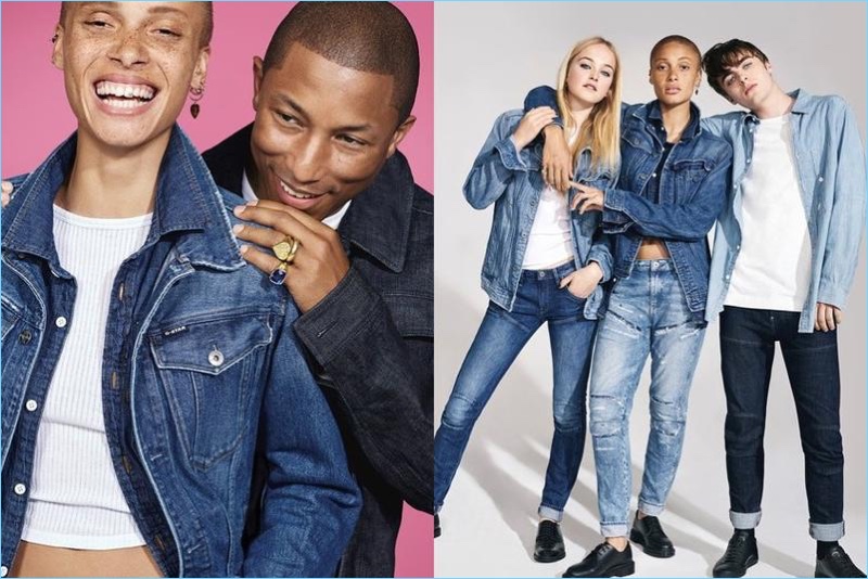 Adwoa Aboah, Pharrell Williams, Jean Campbell, and Lennon Gallagher star in G-Star's fall-winter 2017 campaign.