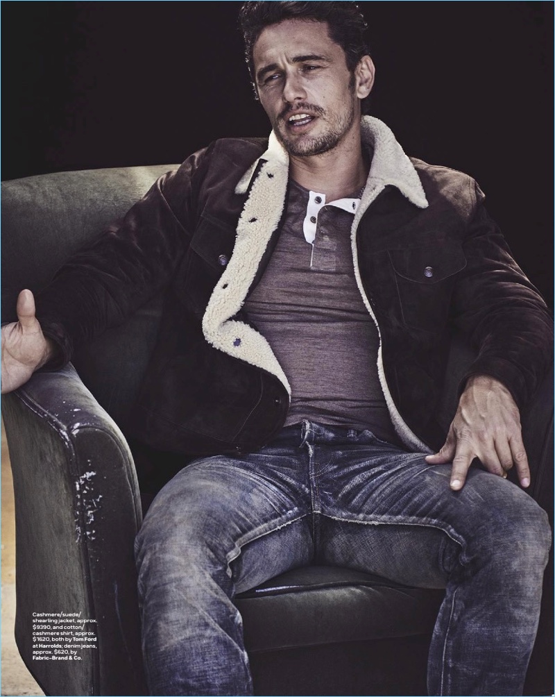 Actor James Franco wears a look from Tom Ford with Fabric Brand & Co. denim jeans.