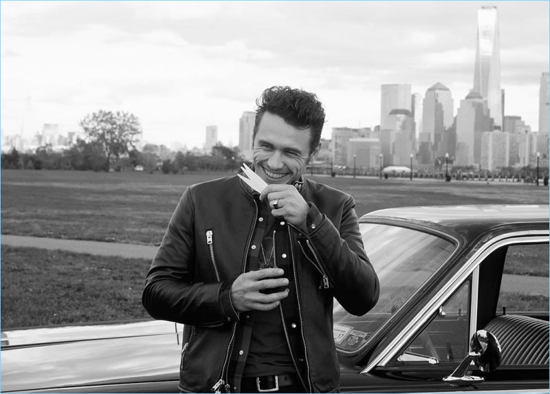 All smiles, James Franco shoots his Coach fragrance campaign.