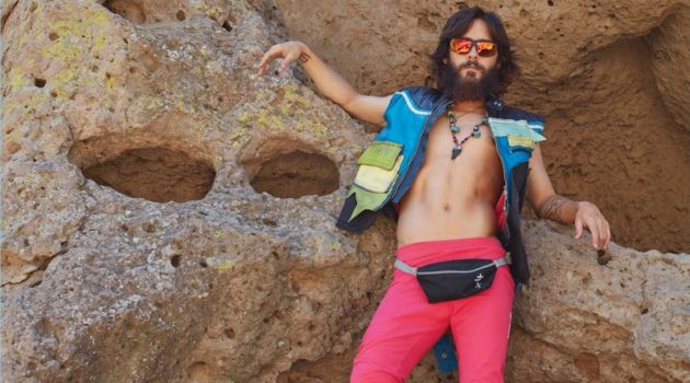 Jared Leto Covers WSJ. Magazine, Talks Future Acting Roles Embracing quirky style, Jared Leto wears a Maison Margiela vest, Christopher Shannon pants, Scarpa shoes, and his own fanny pack.