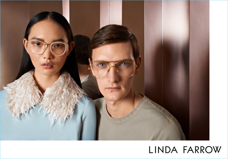 Ling Ling and Yannick Abrath star in Linda Farrow's fall-winter 2017 campaign.