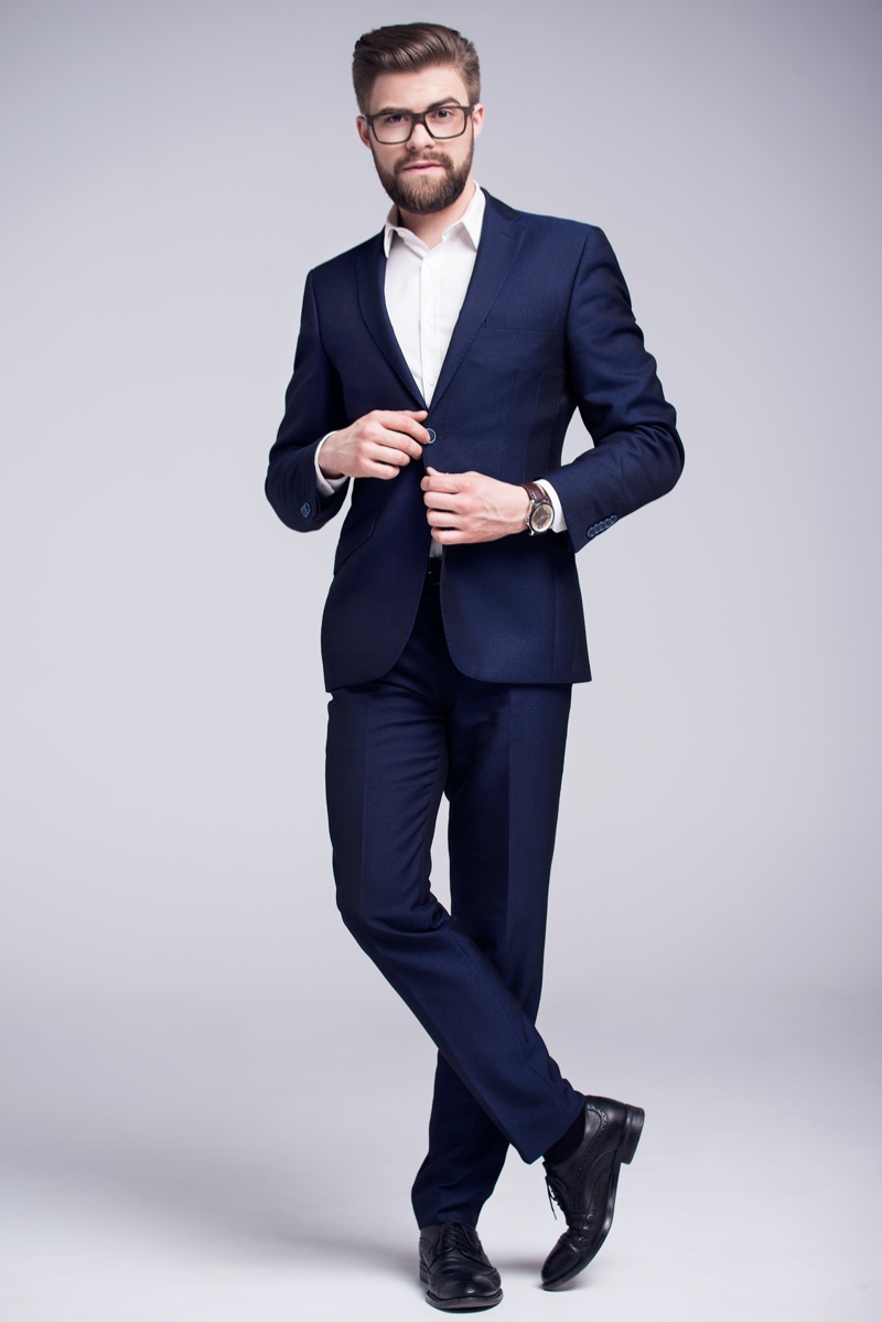 Man Wearing Navy Suit Man Wearing Navy Suit