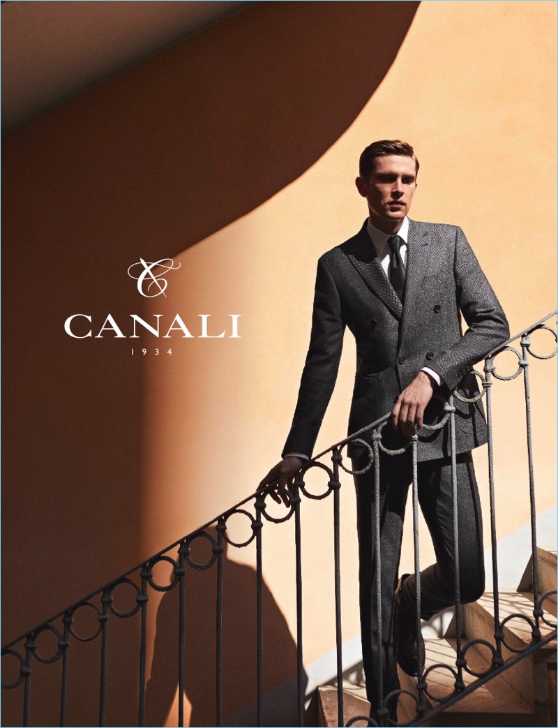 Danish model Mathias Lauridsen stars in Canali's fall-winter 2017 campaign.