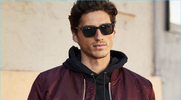 Take Note of East Dane's Fall Style Brief Easy Street: Off-duty style reigns with an Alpha Industries MA-1 bomber jacket $150, McQ Alexander McQueen hoodie $345, and Oliver Peoples sunglasses $405.