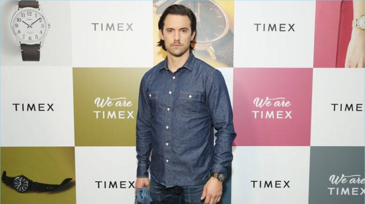 Milo Ventimiglia makes a denim proposal as he hosts an event for Timex.