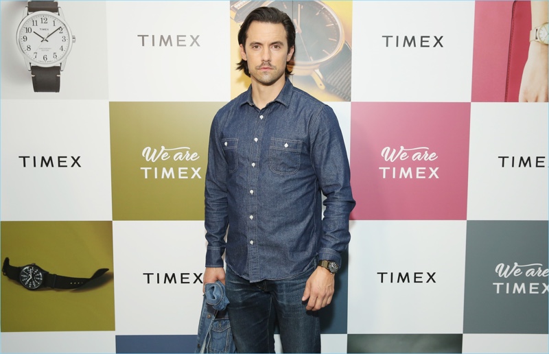 Milo Ventimiglia makes a denim proposal as he hosts an event for Timex.