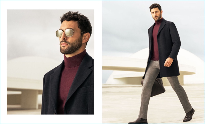 A man on the move, Noah Mills fronts Pedro del Hierro's fall-winter 2017 campaign.