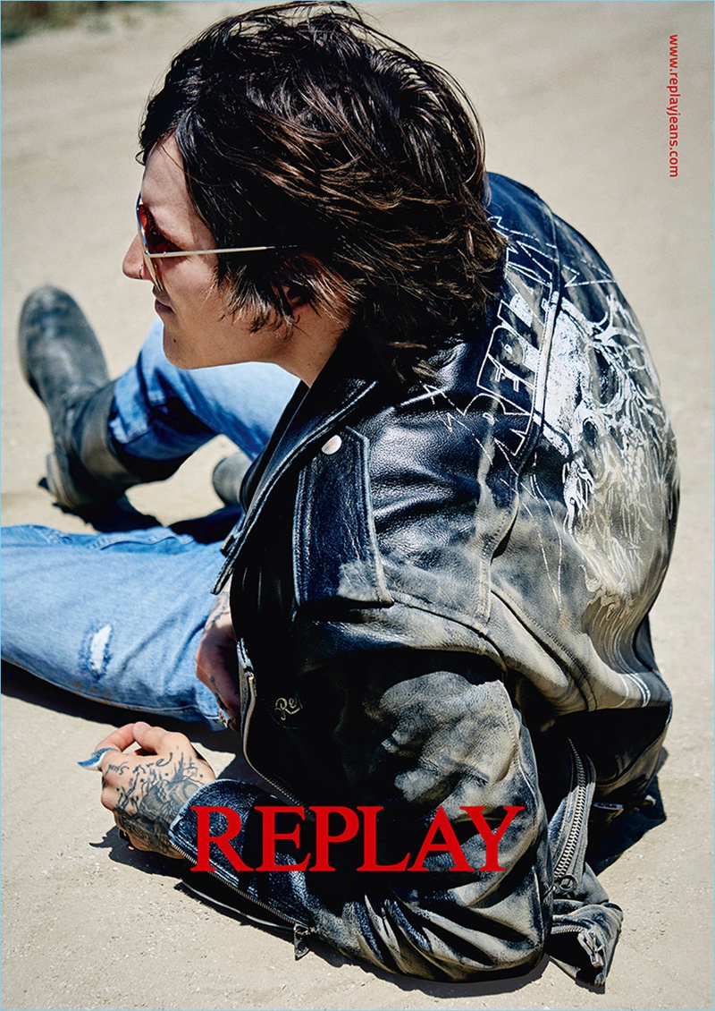 Model Leebo Freeman stars in Replay's fall-winter 2017 campaign.