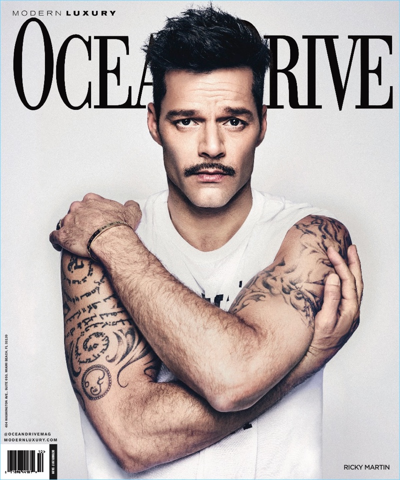 Ricky Martin covers the October 2017 men's issue of Ocean Drive.