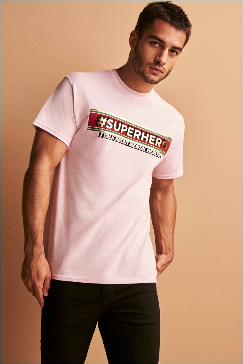 River Island x The Mix Pink 'Superhero' Charity T-Shirt