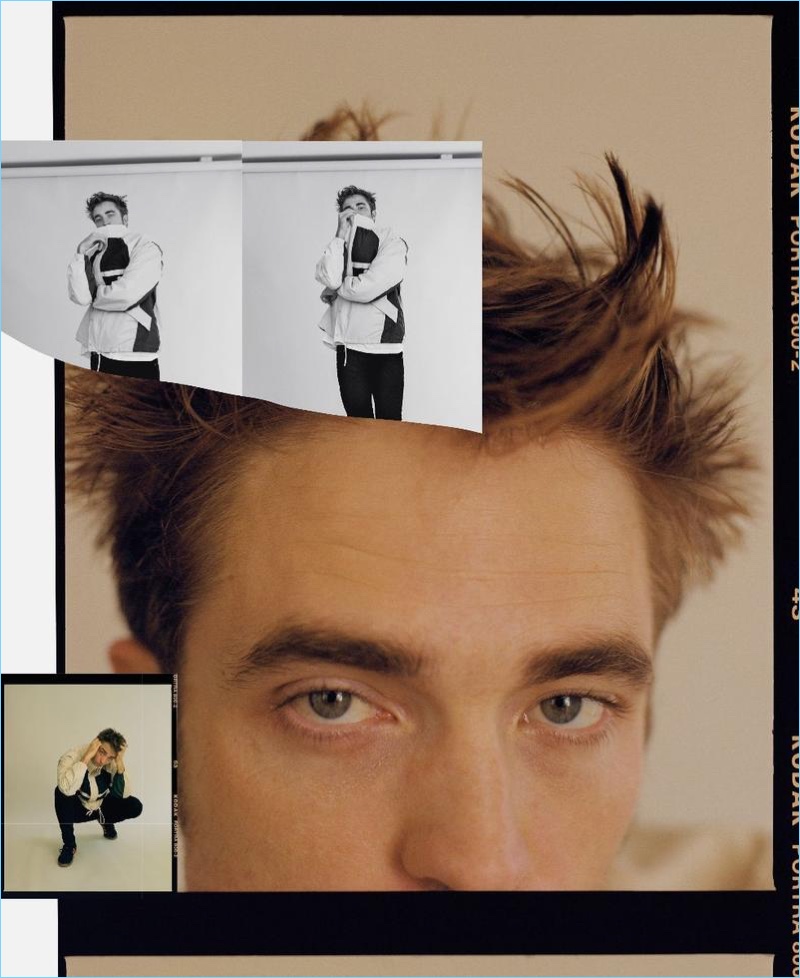 Going sporty, Robert Pattinson wears a shirt and jacket by Dries Van Noten.