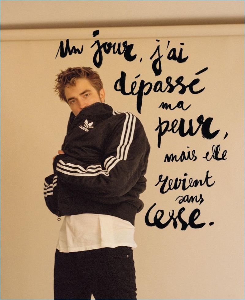Carlos Nazario styles Robert Pattinson in an Adidas jacket for Le Monde M.
