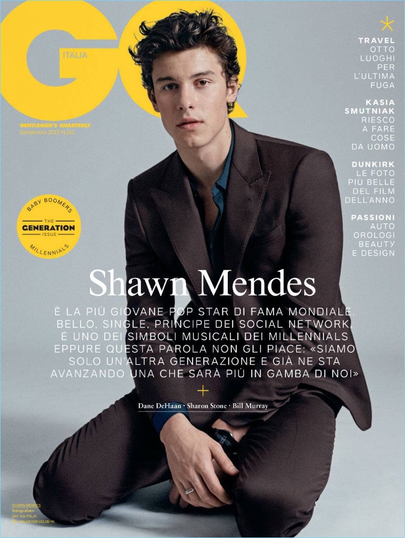 Shawn Mendes covers the September 2017 issue of GQ Italia.