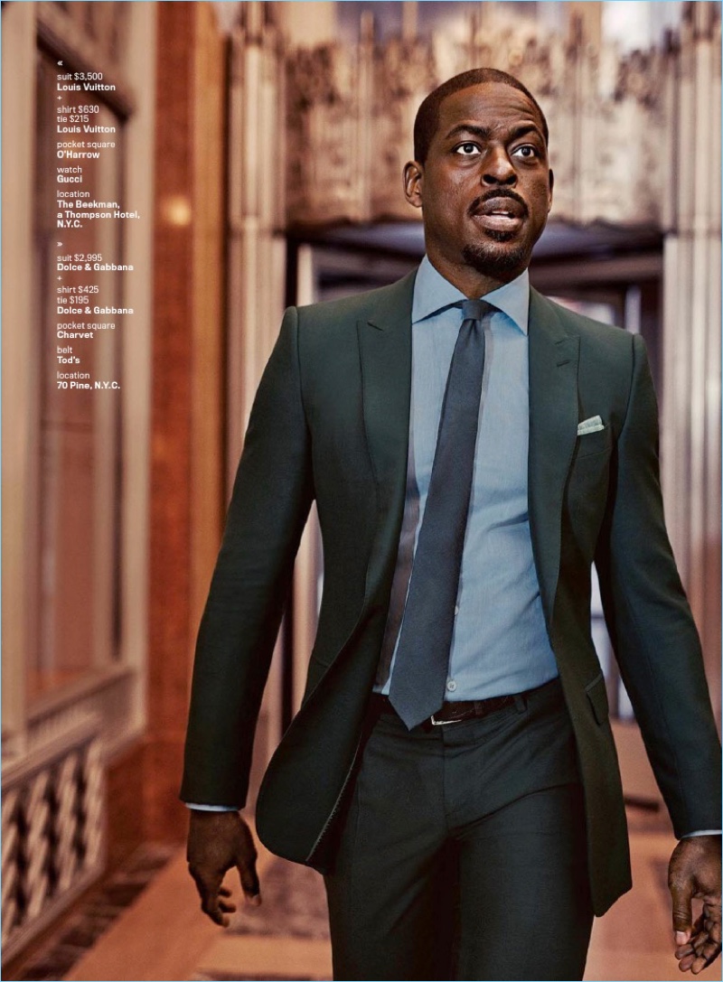 A dashing vision, Sterling K. Brown wears a Dolce & Gabbana suit.