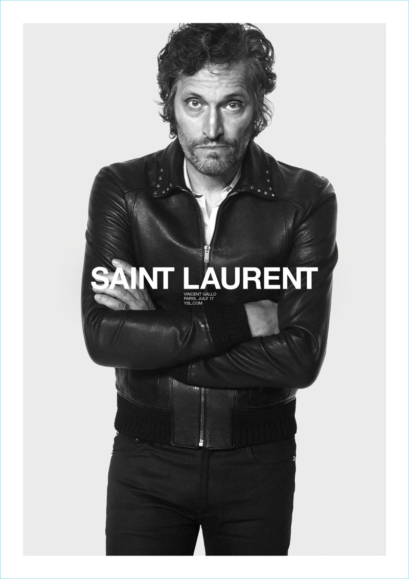 Rocking a leather jacket, Vincent Gallo stars in Saint Laurent's spring-summer 2018 campaign.