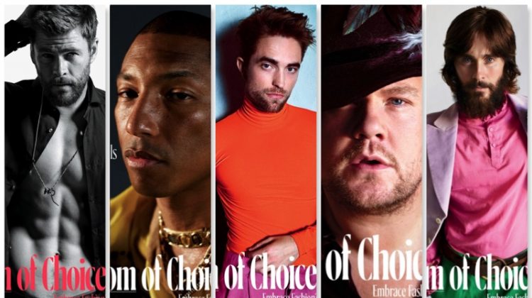 W magazine enlists Chris Hemsworth, Pharrell Williams, Robert Pattinson, James Corden, and Jared Leto as its October 2017 cover stars.