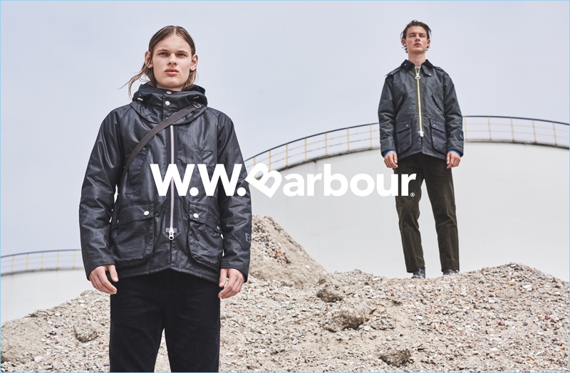 Models Alexander H. and Wilbert Eskildsen come together as the faces of the Wood Wood x Barbour collaboration.