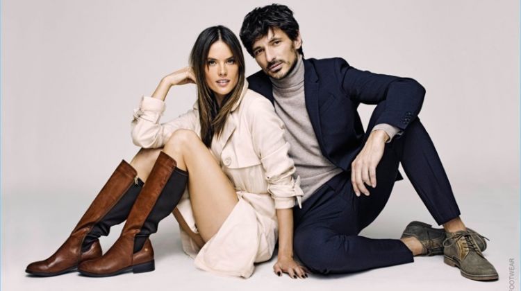 Alessandra Ambrosio and Andres Velencoso front Xti's fall-winter 2017 campaign.
