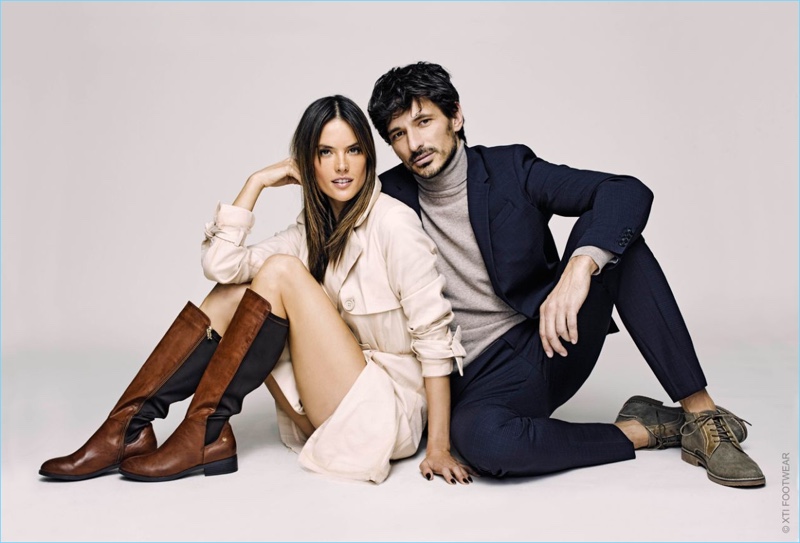 Alessandra Ambrosio and Andres Velencoso front Xti's fall-winter 2017 campaign.