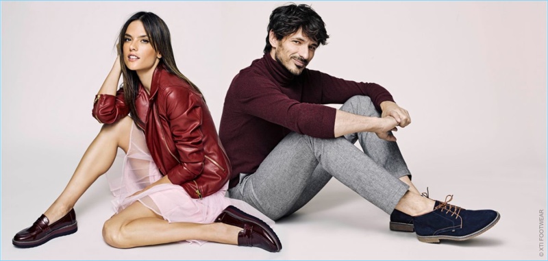 Models Alessandra Ambrosio and Andres Velencoso star in Xti's fall-winter 2017 campaign.