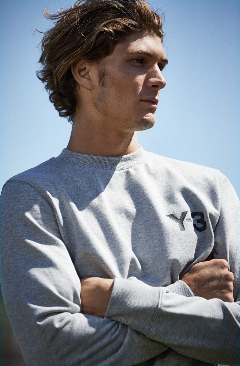 Connecting with East Dane, Jake Lahrman wears a Y-3 classic sweatshirt $180.