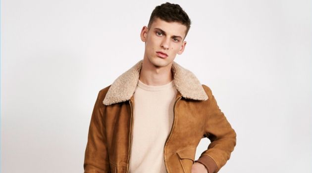 Zara Man Tackles Neutrals & Updated Fall '17 Essentials Zara Man makes a case for fall neutrals. Front and center, model David Trulik wears a camel hued aviator jacket with pleated trousers and a crewneck sweater.